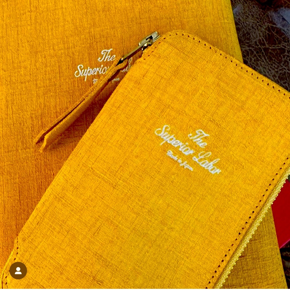***SOLD! Yellow LEATHER!!! Superior Labor LEATHER Agenda Cover & Pen Case *SOLD!